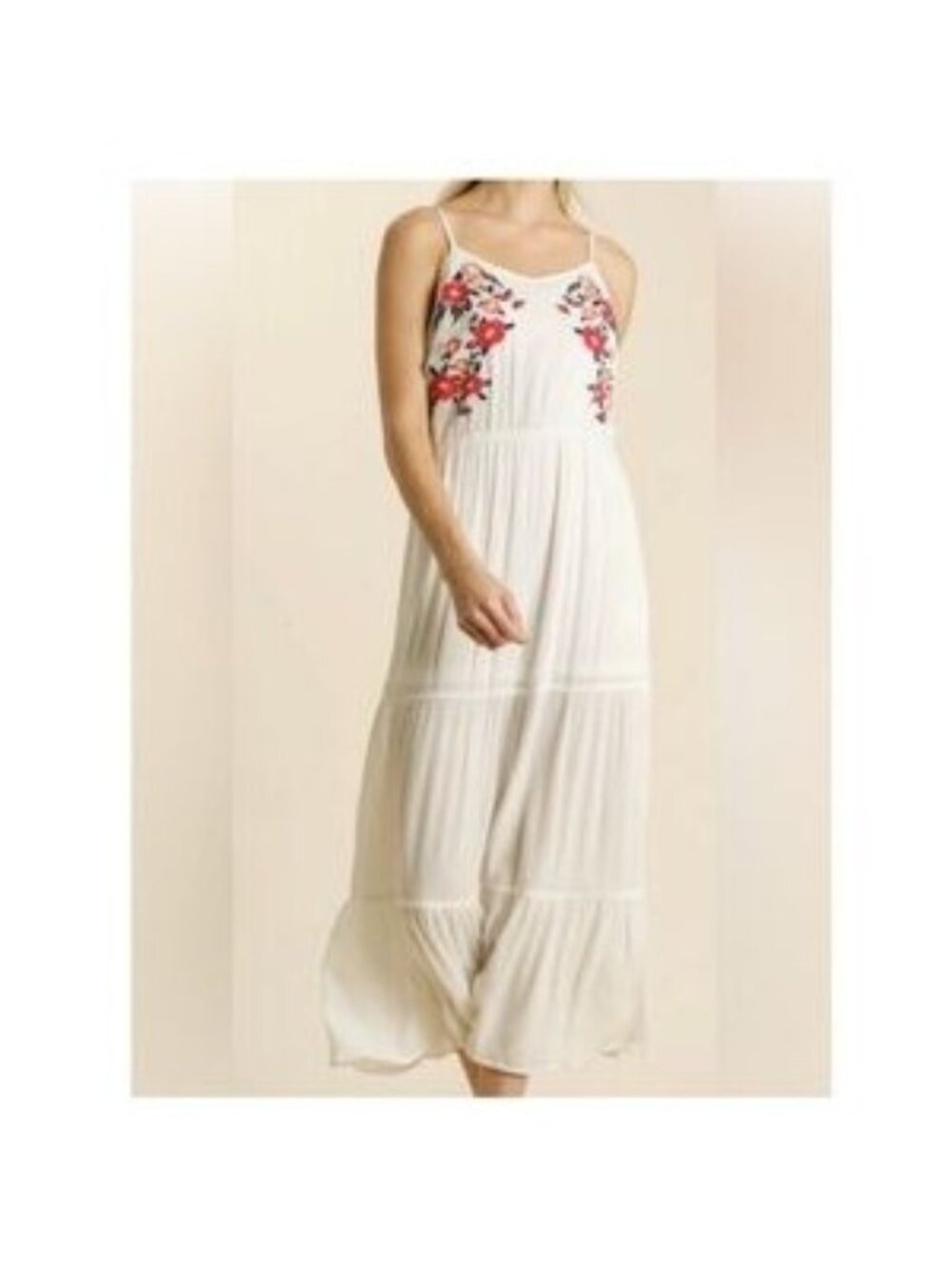 Kelly Reneé White Maxi Dress With Floral Embroidery & Adjustable Straps XXL